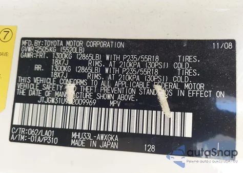 2008 Lexus Rx 400H from USA, damaged, VIN JTJGW31U982009969